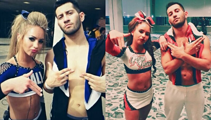 Gabi Butler and Michaeleddie Rivera from the California Allstars smoed and GymTyme Allstars blink