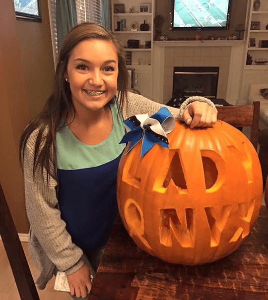 cheerleading themed halloween pumpkin