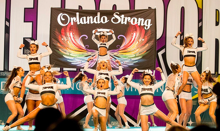 top gun allstars angels Orlando strong themed cheerleading routine