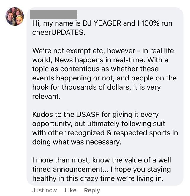 cheerupdates leaking news about the cheerleading worlds 2020 being canceled