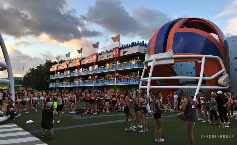 disney allstar sport resort orlando florida cheerleaders at the summit 2019 practice at the football field