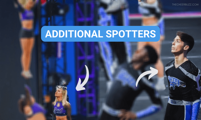 cheerleading additional spotters in stunt