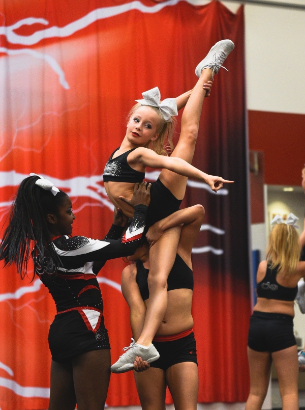 needle body position in cheerleading, at the Desert Storm Elite showcase