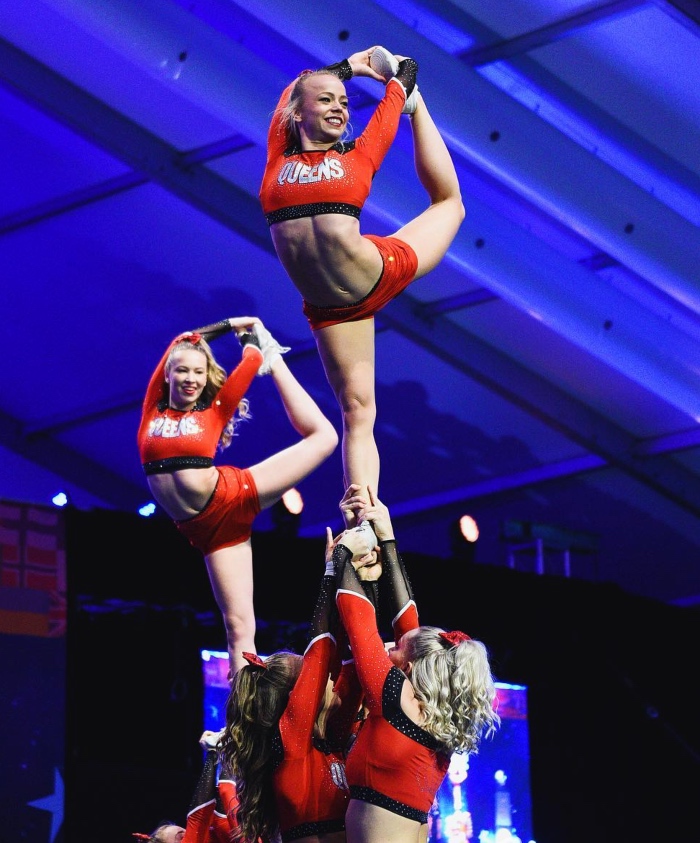 scorpion body position in cheerleading, Viqueens Spirit (Norway) at The Cheerleading Worlds