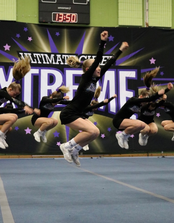 cheerleading Tuck jump done by Ultimate Cheer Xtreme (Sweden)