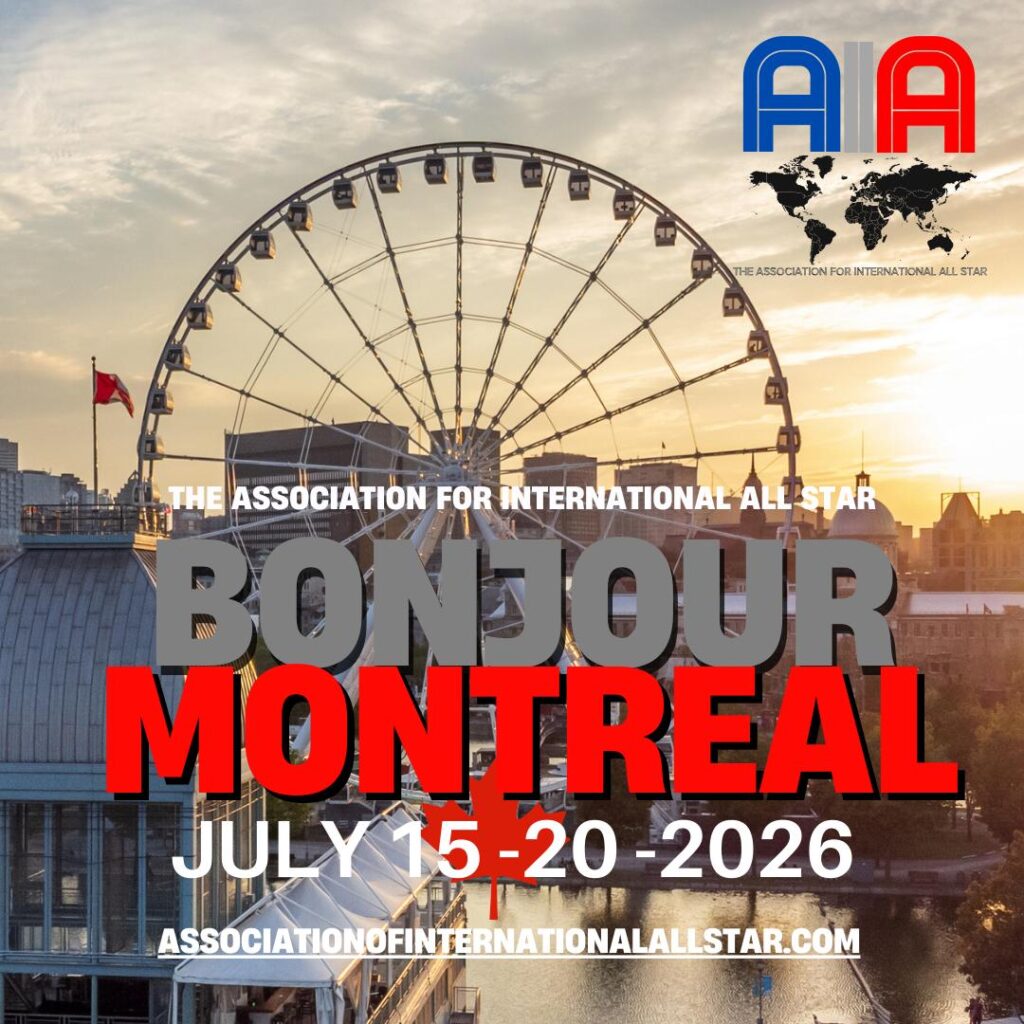 AIA global cheerleading tournament in Montreal, Canada, July 2026